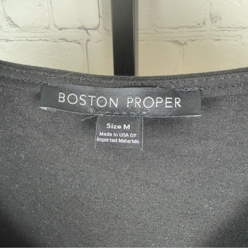 Boston Proper V-Neck Black Form Fitting 3/4 Length Sleeve Dress Size Medium - Picture 3 of 7